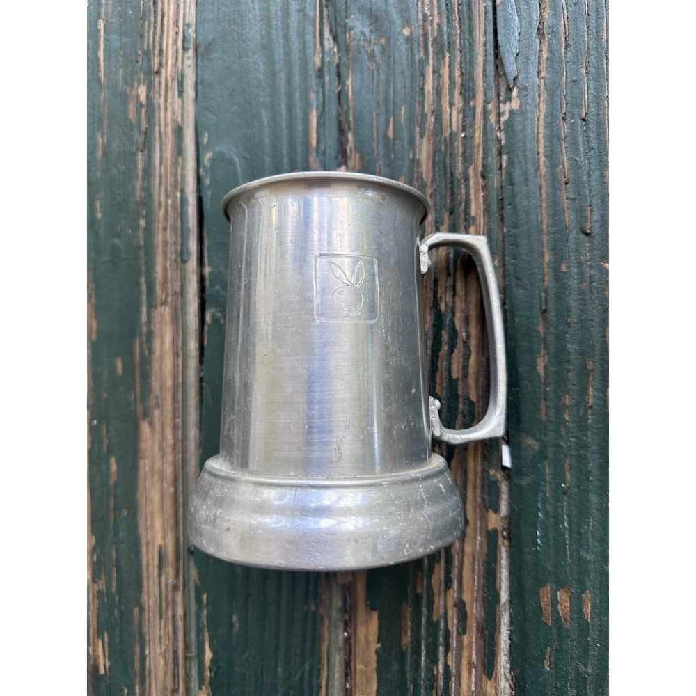Playboy Aluminum Steins with‎ Glass Bottom Beer Tankard Mug Vintage
